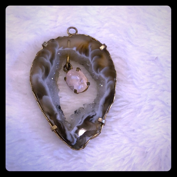 🌺Brazilian🌺Handmade Agate Slice Pendant 🌹Quartz - Picture 1 of 3